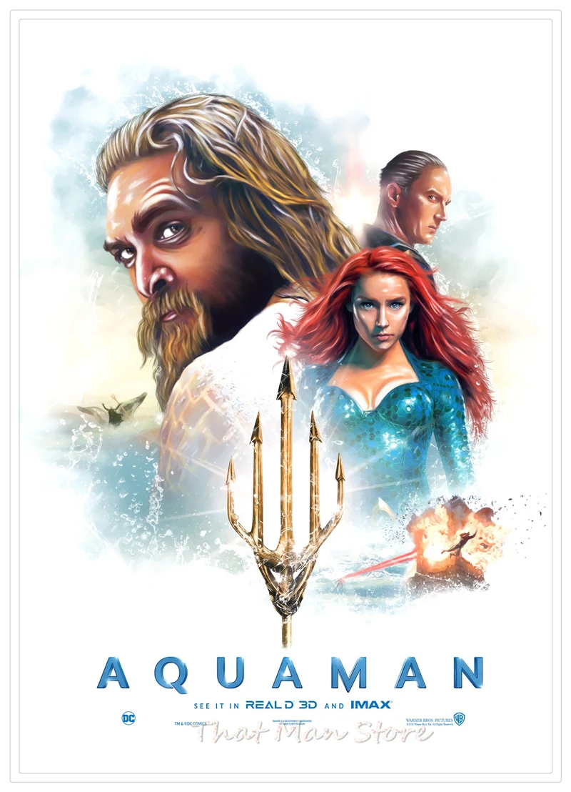 Aquaman DC постер фильма Джейсон Момоа супергерой художественное изображение стены