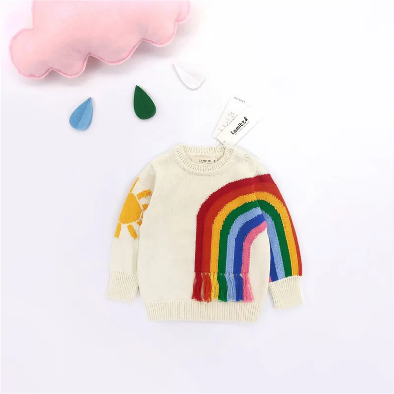 Ins/Новинка детский осенний вязаный пуловер для маленьких девочек свитер из