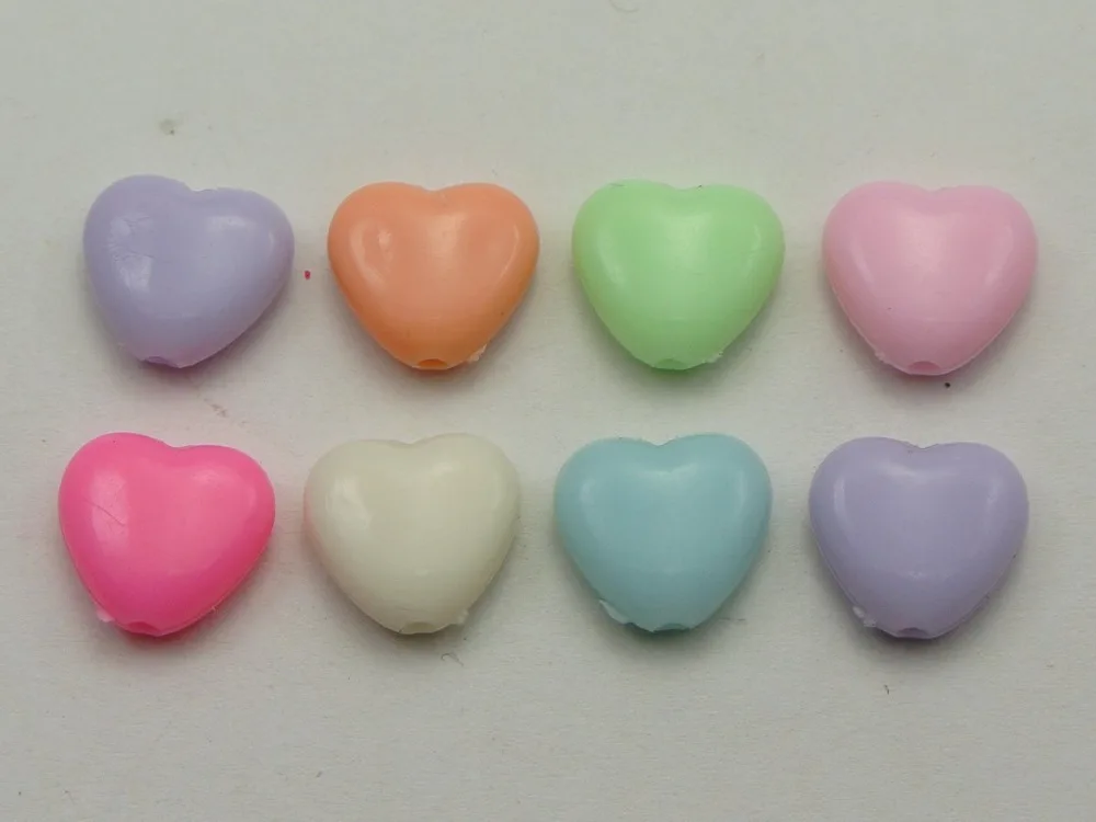 100 Смешанная пастель цветные акриловые милые бусины с сердечками 12X11mm | Украшения