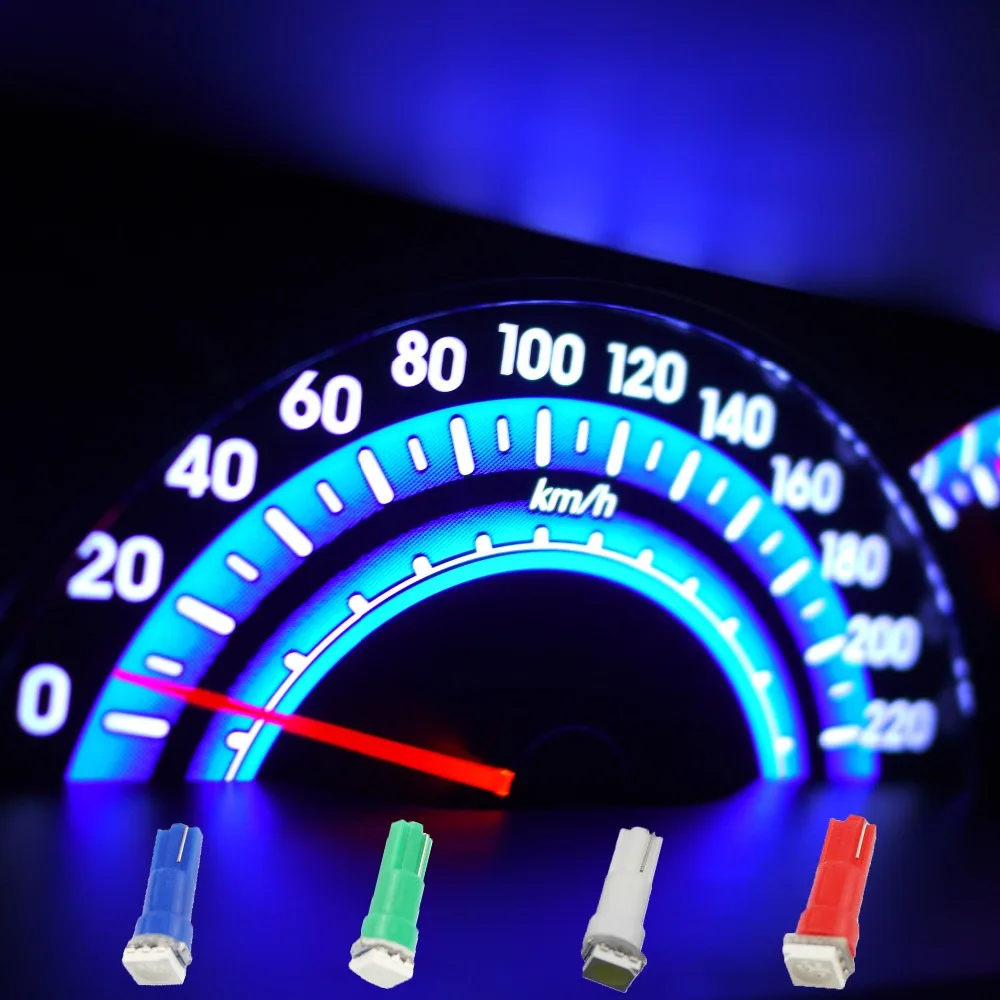 30 шт. T5 74 5050 1 SMD 1 Светодиодная лампа для приборной панели Предупреждающие индикаторы приборной панели Белый Синий Красный Зеленый Янтарный 12 В постоянного тока