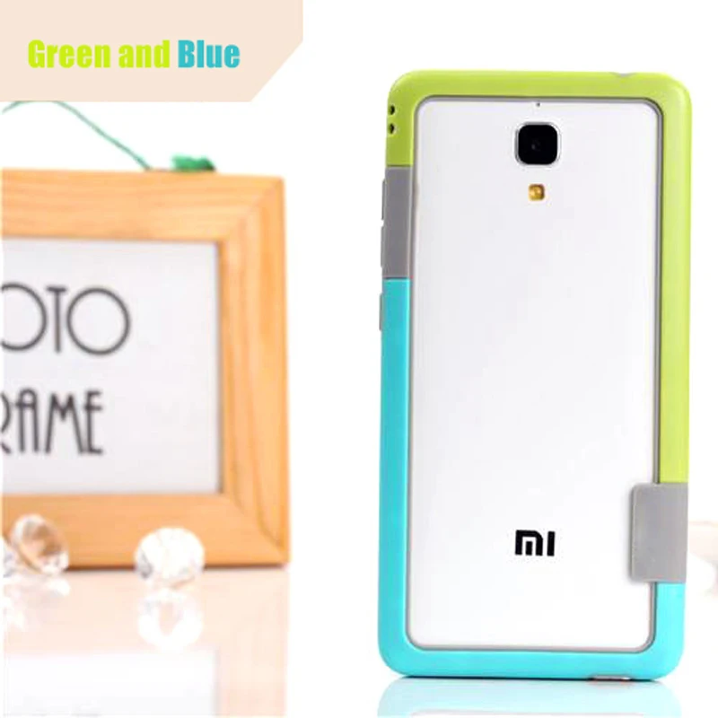Green and Blue Чехол-бампер из ТПУ Для xiaomi mi4, Силиконовый противоударный чехол, двухцветная рамка, мягкая защитная рамка для xiaomi mi4 - Цвет: Green and Blue