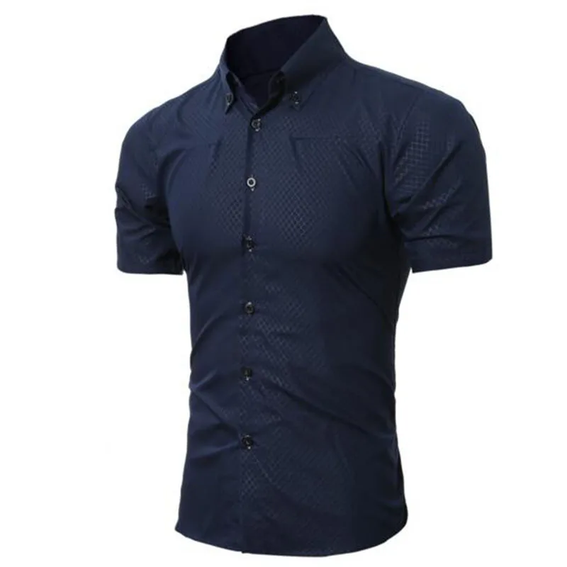 Summer Men Fashion Short Sleeve Printed Casual Shirts Breathable Comfortable Slim Fit Turn-down Collar High Street Style | Мужская
