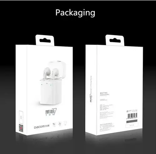 white with package Dacom 7s беспроводная Bluetooth гарнитура истинные беспроводные Близнецы спортивные наушники для iPhone 7 7S 6 6S 5S 5C наушники для мобильного телефона - Цвет: white with package