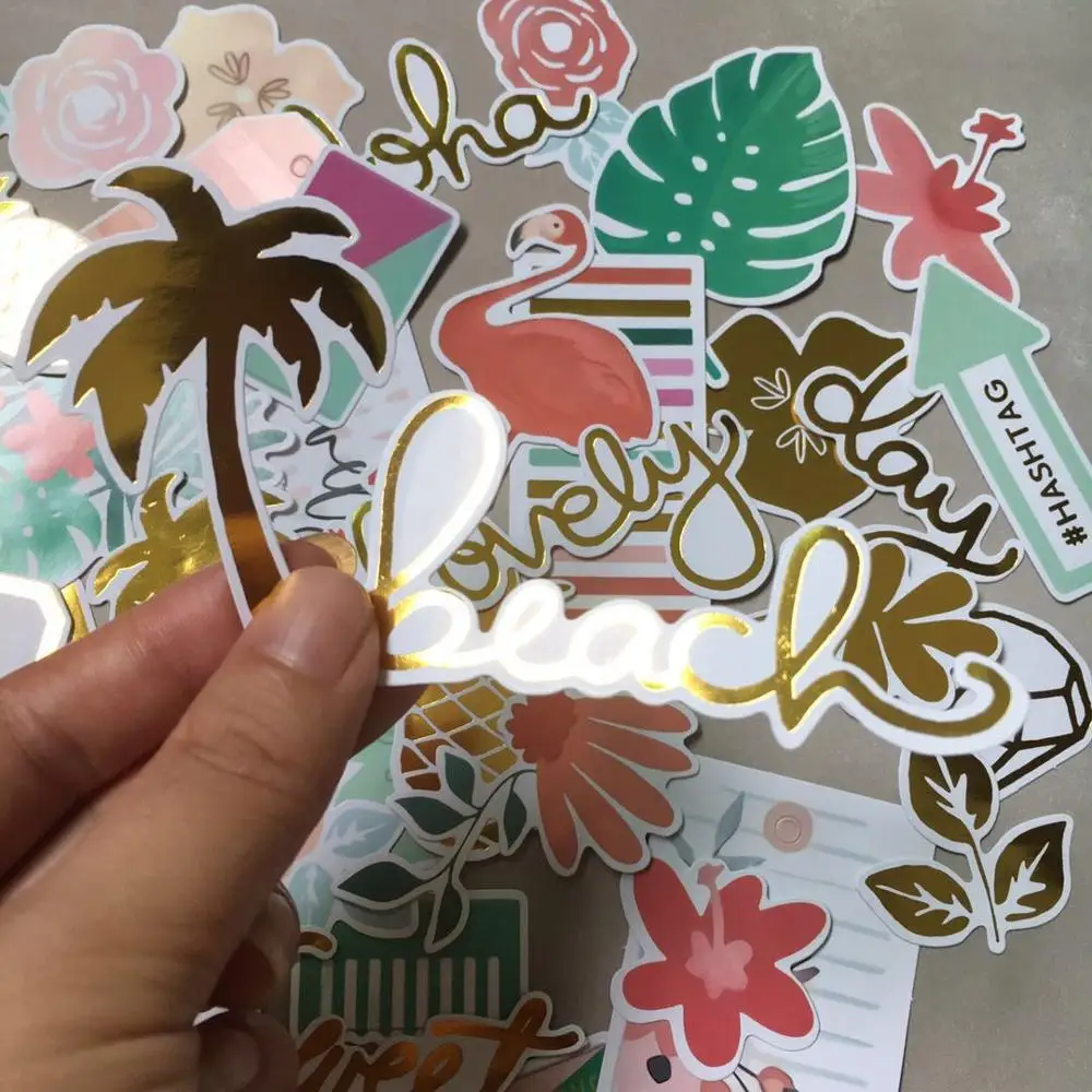 36 шт тропические настройки фольга из золотой бумаги высечки наклейки для DIY