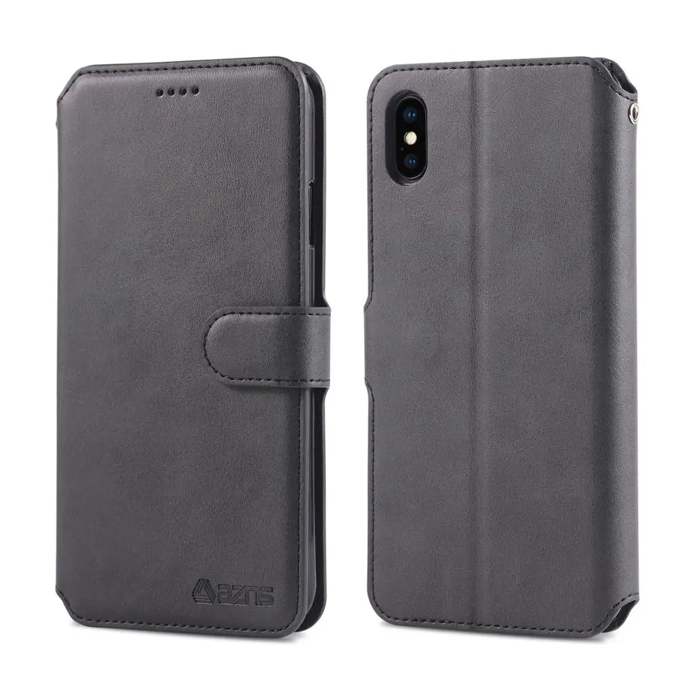 Деловой кожаный чехол кошелек для iPhone X XS Max XR мягкий силиконовый из ТПУ с
