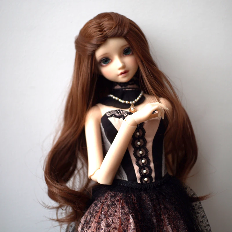 Cateleya BJD парик длинные волосы темно-коричневый оранжевый плетеные волнистые 1/3 1/4