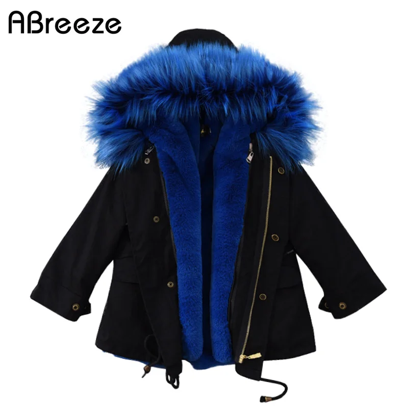 Winter children Rabbit faux fur grass coat fox collar cotton for boys girls fashion children's clothing coats | Мать и ребенок