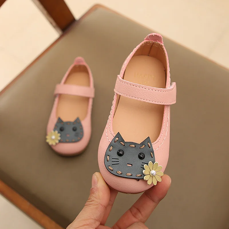 Children Girls Leather Shoes Kids Baby Princess Spring/autumn Sneakers Single Cute Cat Fashion |