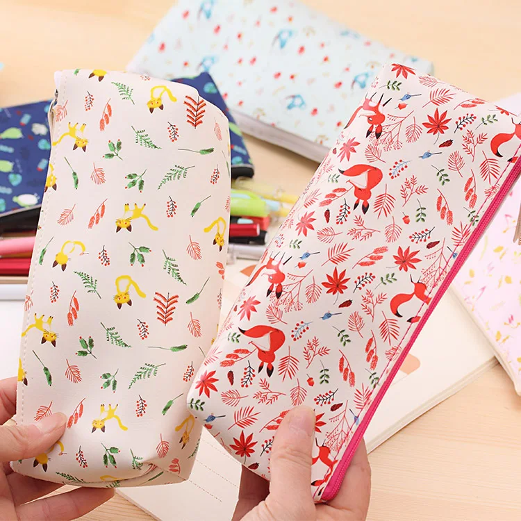 Kawaii из искусственной кожи пенал прекрасный мультфильм Животные ручка Сумки для
