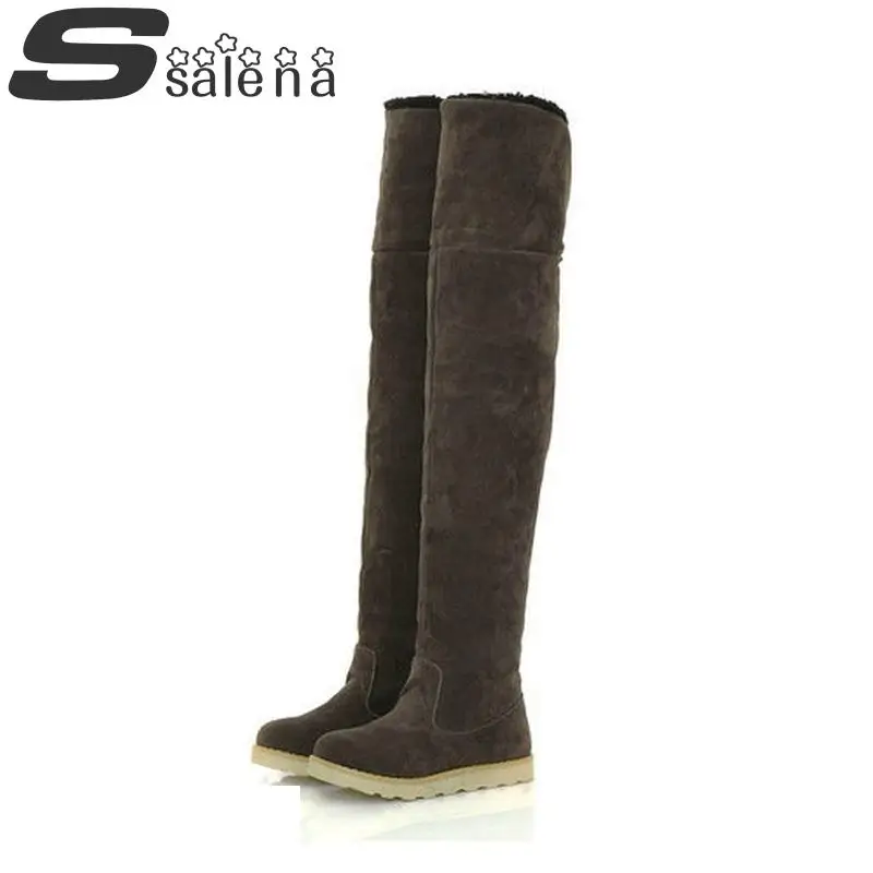 Новые женские зимние сапоги модные сапоги-ботфорты удобные вельветовые на