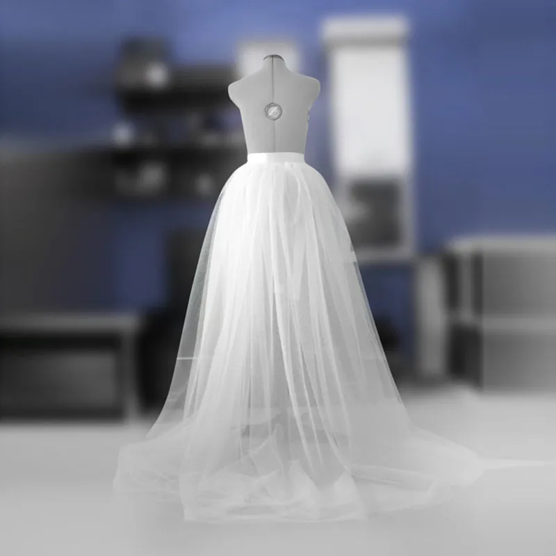 Свадебная длинная юбка из отстегивающегося тюля белая макси с атласной лентой|long