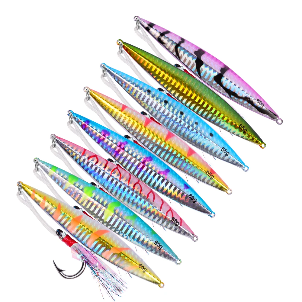 8pc Jig Fish 8 Colro Fishing Lures 65g-2.3oz Tackle 4.5&quot-11.5cm Bait 1PC Simple PVC bag package | Спорт и развлечения