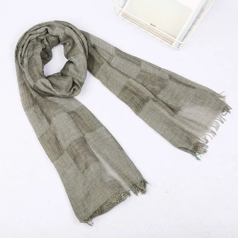 color5 gray Новинка, льняные теплые мягкие шарфы, весенний, осенний, зимний шарф, унисекс, Ретро стиль, блестки, для женщин/мужчин, с кисточками, в полоску, обертывание, хлопок, фуляр - Цвет: color5 gray