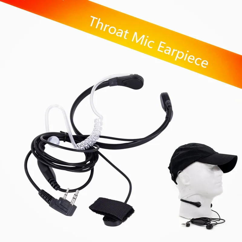 2 шт. горловой Микрофон Mic PTT Laryngofon Air Tube гарнитура динамик для Baofeng Walkie Talkie CB Radio 5R UV