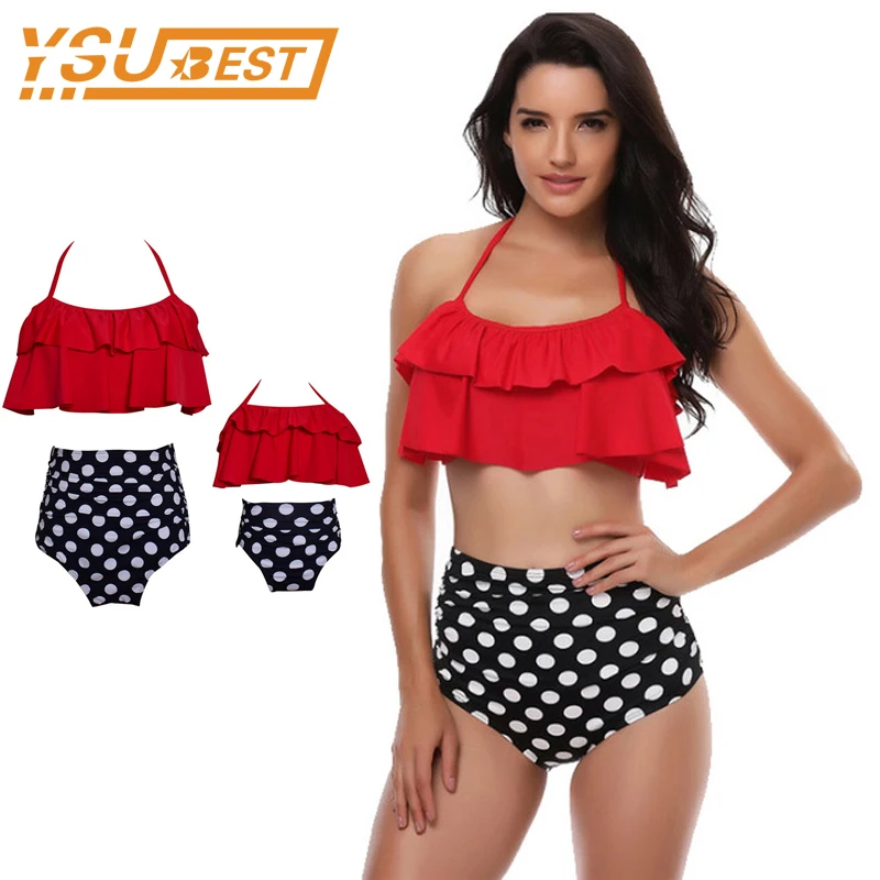 Мать и дочь Бикини купальники новый 2018 купальник Летние одинаковые наряды для