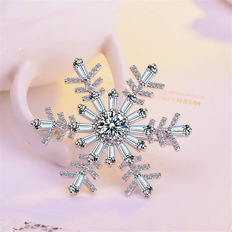 Женская брошка SHNCA из серебра 925 пробы с цветами в виде снежинок X001|brooches for women|silver