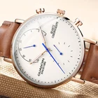 Часы наручные GUANQIN Мужские кварцевые, дизайнерские Брендовые спортивные аналоговые водонепроницаемые с сапфировым стеклом, с ремешком из натуральной кожи
