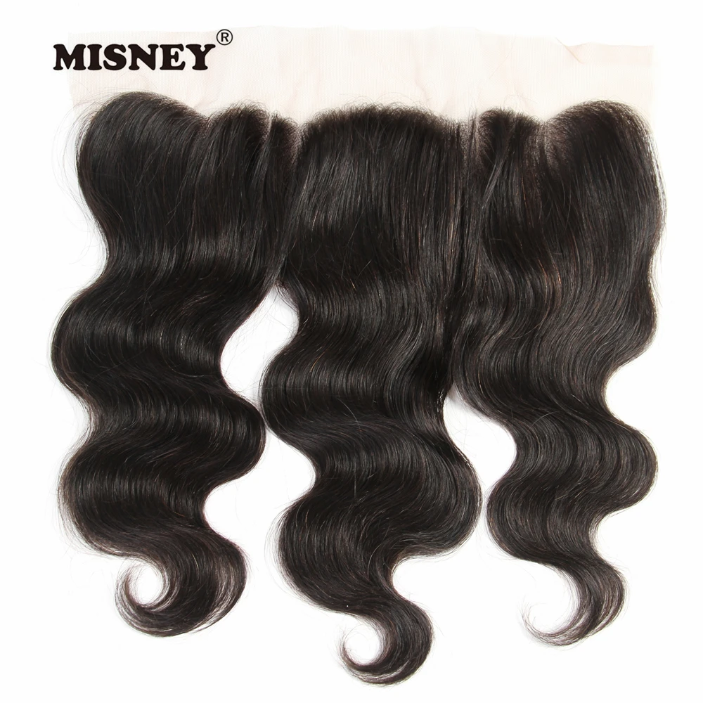 

Misney Lace Frontal 4x13 Brazilian Hair Body Wave Non Remy Human Hair Natural Black Color Hair Extension Lace Closure