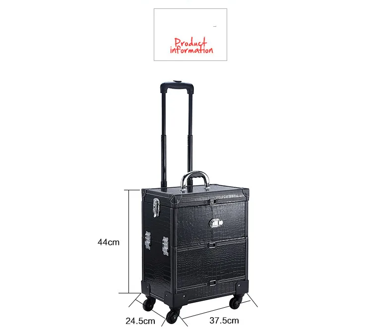 Профессиональный алюминиевый косметический чехол для макияжа, 4 колеса, тележка для парикмахерских ногтей, 3 цвета, новинка