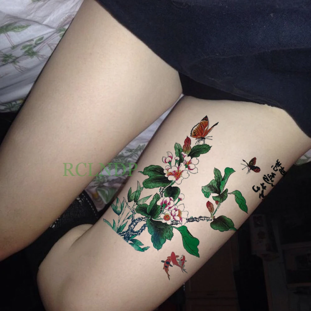 

Waterproof Temporary Tattoo Stickers flower butterfly Fake Tatto Flash Tatoo Body art Back Leg Arm belly for Women Men girl