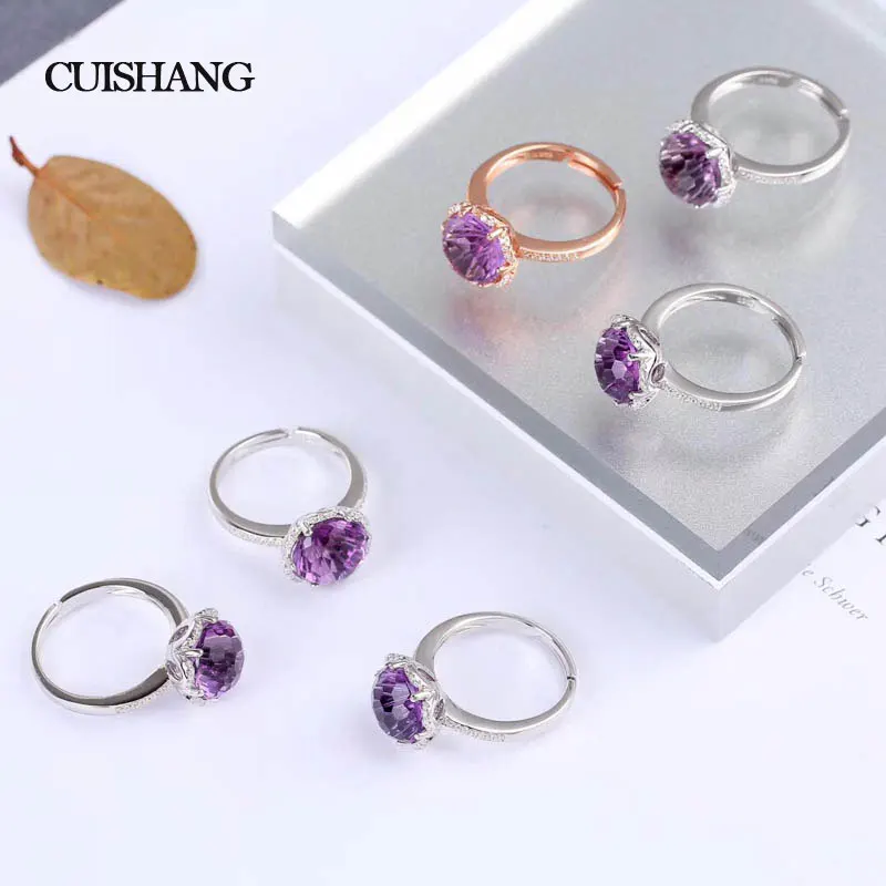CSJ Fine Jewelry Кольцо из стерлингового серебра 925 настоящий Аметист женский свадебный