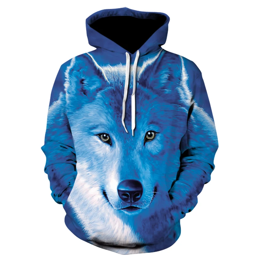 Brand Clothing Men's Hooded 3D Wolf Hoodies Men Sweatshirts High Quality Pullover Novelty Male Slim Tops Coat | Мужская одежда