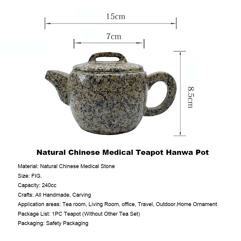 240cc Natural Medical Stone Teapot Handmade Chinese Health Care Kung Fu Tea Set Longevity Han Wa Pot Creative Vintage Home Decor | Дом и сад