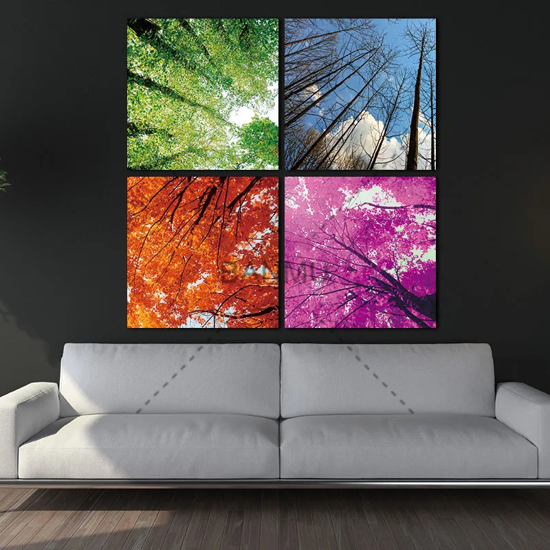 BANMU абстрактные картины искусство планшетов четыре сезона деревья Холст плакат