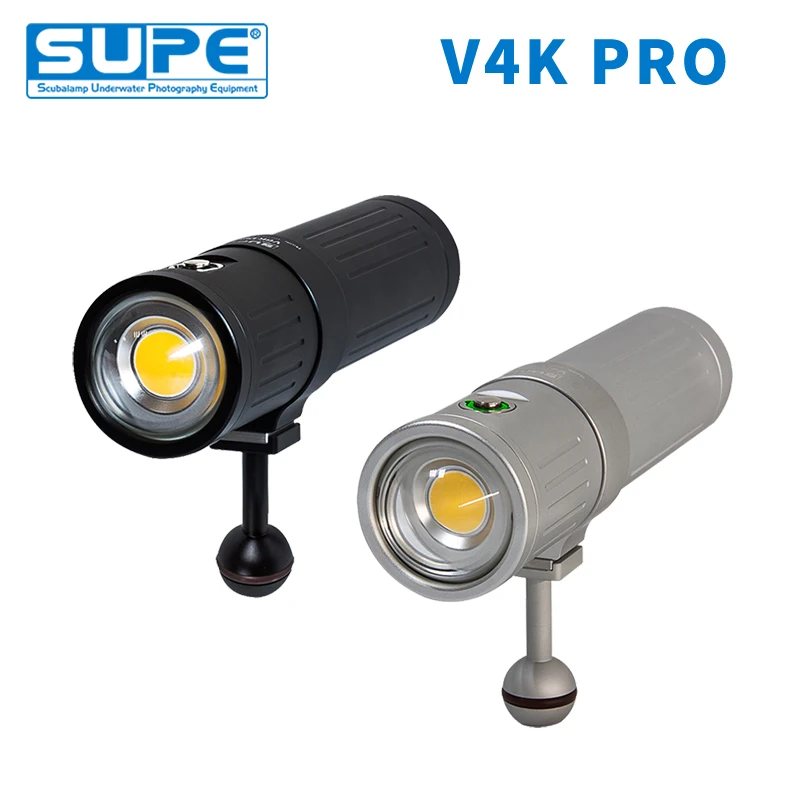 SUPE Scubalamp V4K PRO 7600 люмен подводный фото видео свет подводный фонарик поиск свет угол луча 120 Высокий Средний затемнения