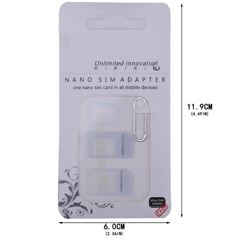 Адаптер для Nano SIM карты 4 в 1 адаптер Micro Sim с извлекаемой круглой шпонкой Розничная посылка для IPhone 6/6 S/7/8 Plus/X