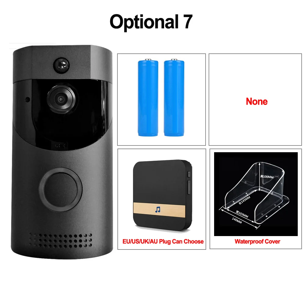 package7 CDYCAM Водонепроницаемый 720P HD беспроводной WiFi видео дверной звонок PIR дверной Звонок камера ночного видения двухсторонний аудио аккумулятор беспроводной дверной Звонок - Цвет: package7