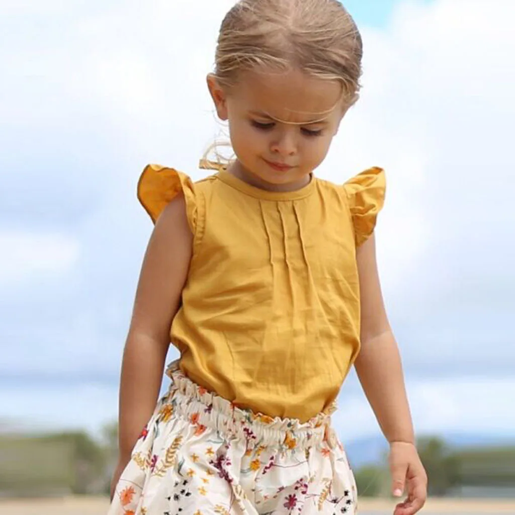 Toddler Kids Dresses for Baby girls dress Ruffled Tops Floral Print Skirts 2PC Outfits Sets Summer Clothes set Dropshipping |