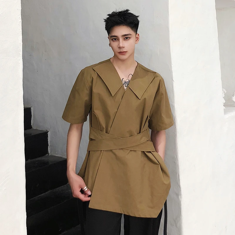 M XL! Оригинальная летняя длинная стильная рубашка с семиконечными рукавами