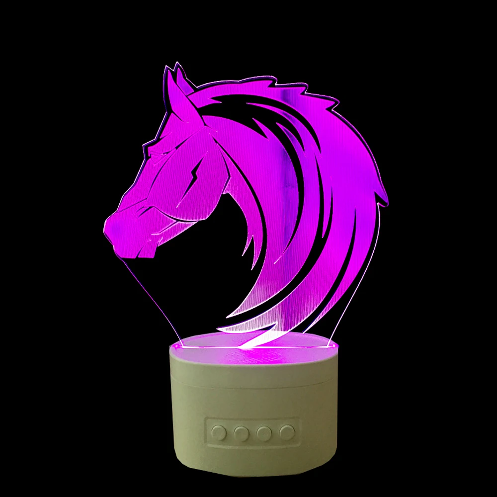 USB Lampara праздничный подарок голова лошади светодиодный свет Bluetooth динамик 3D