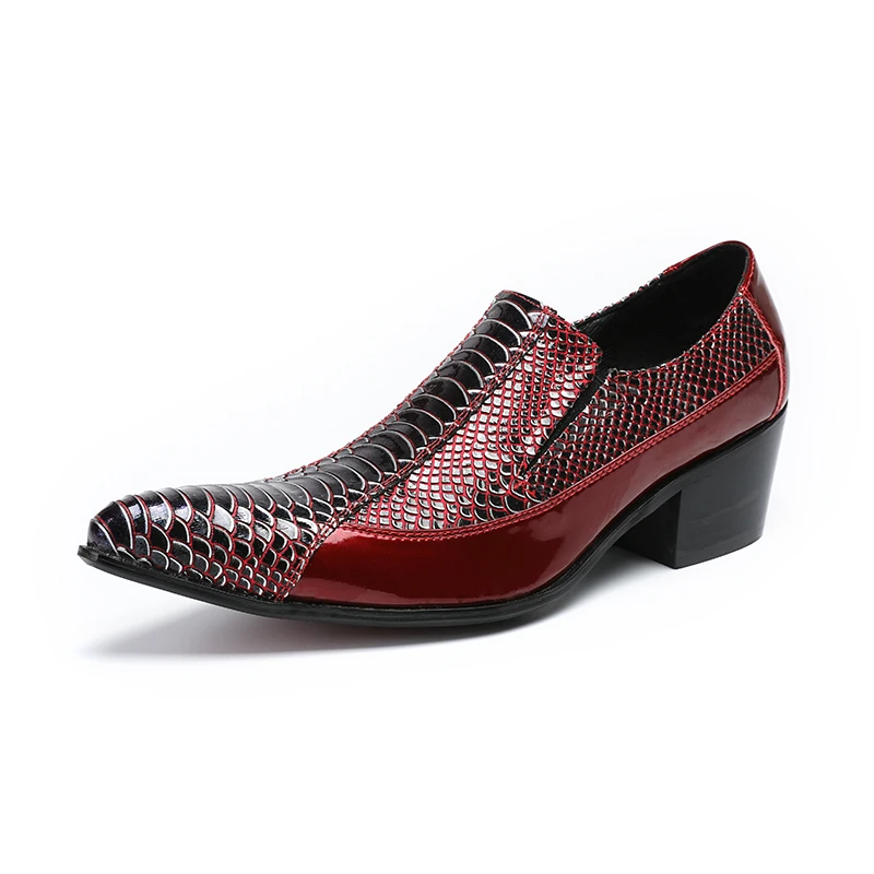 

Elevator personality fashion serpentine pattern leather shoes pointed toe men's tidal current embossed cowhide men's business