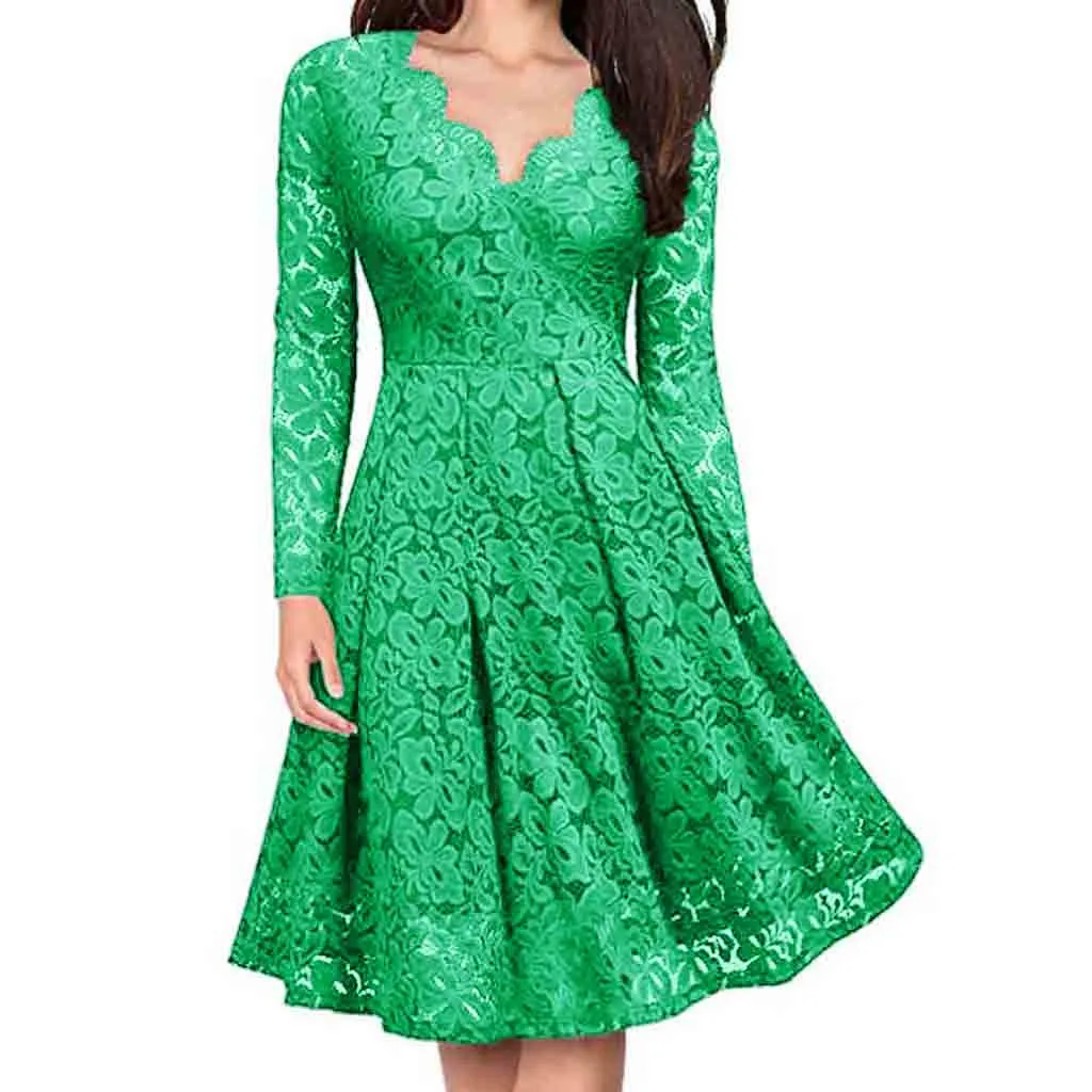 Платья для женщин с v-образным вырезом открытыми плечами кружевное вечернее