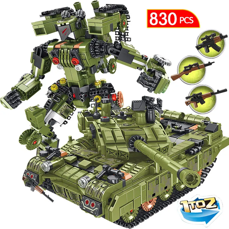 

830pcs Military TYPE 99 Main Battle Tank Building Blocks Compatible Tank WW2 Deformation Robots Bricks Toys for Boys