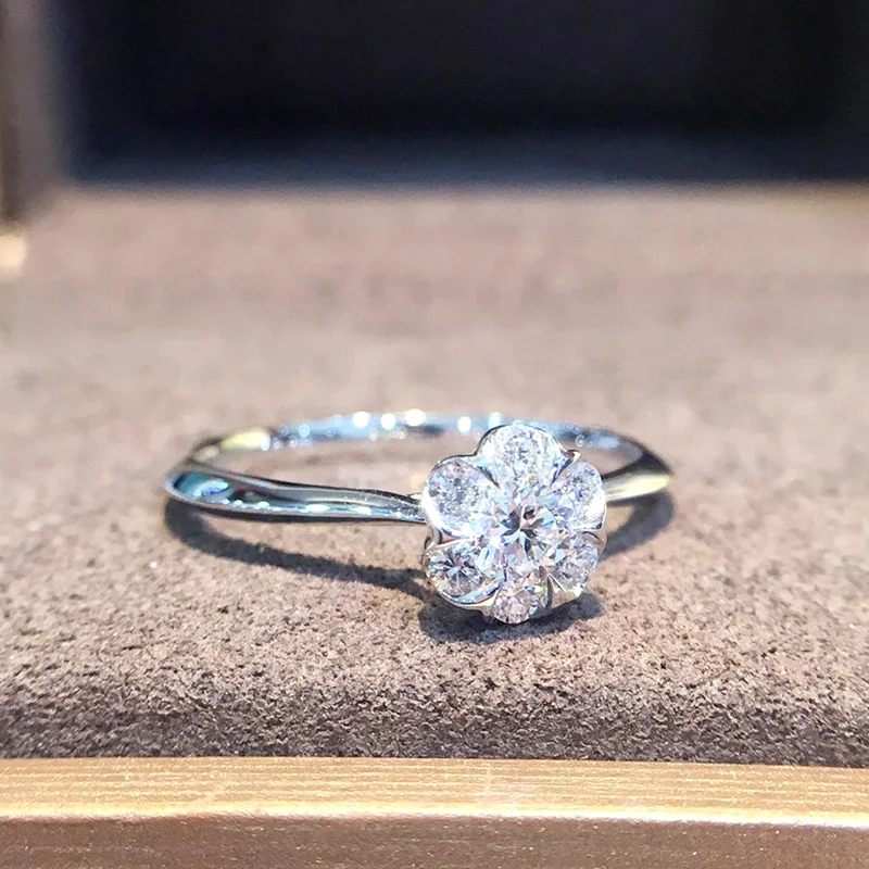 Кольцо с натуральным бриллиантом 18K золото чистое красивое кольцо драгоценными