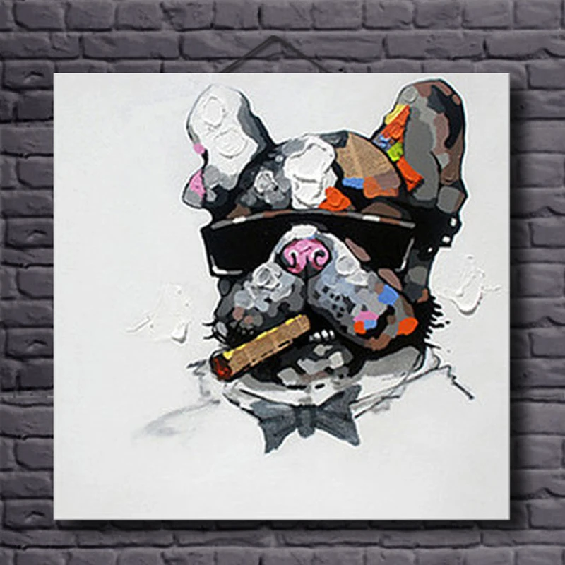 Современная животная картина маслом крутая курительная собака Чистая ручная