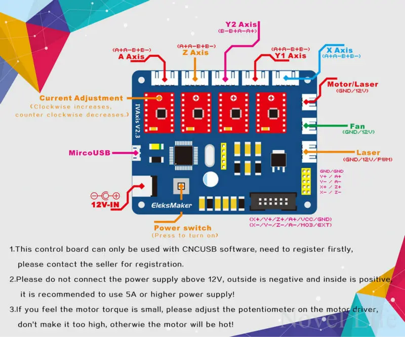EleksMaker IVAxis USB ЧПУ 4 оси 2 Фаза провода шагового двигателя плате контроллера DIY