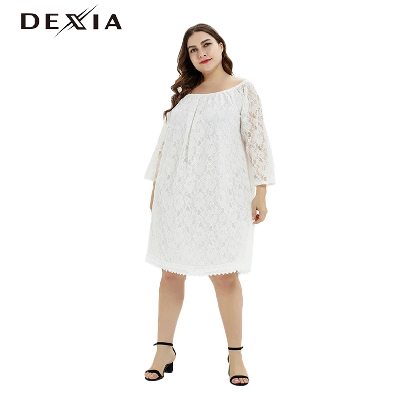 DEXIA богемный белый цветок кружево платье для женщин вечерние плюс размеры 3XL