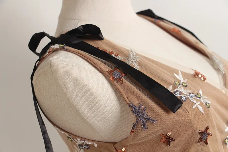 Young Gee Runway SP дизайнерское летнее платье женские элегантные кружевные платья миди с цветочной вышивкой и блестками