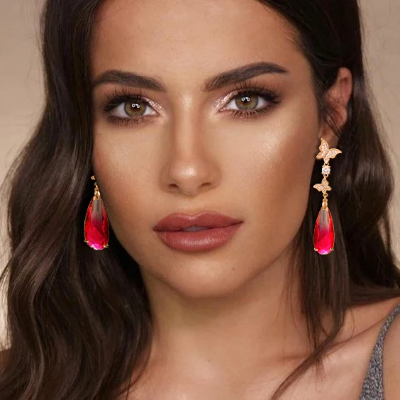 

Siscathy Luxury Butterfly Dangle Water Drop Earrings Full Cubic Zircon Crystal Dubai Bridal Earrings For Women Wedding 2019