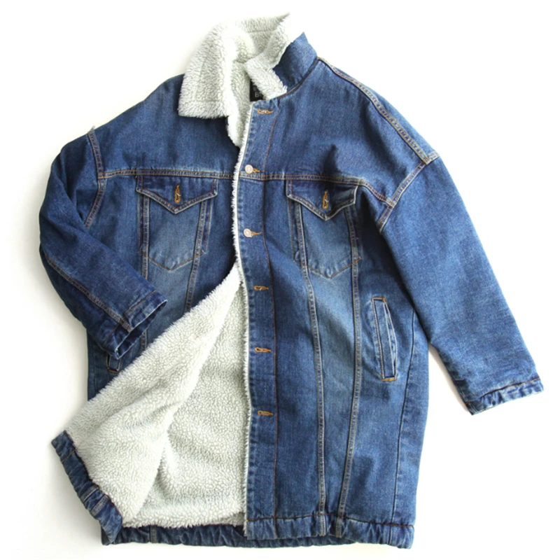 Зимняя куртка с шерстяной подкладкой для женщин размера плюс длинное пальто