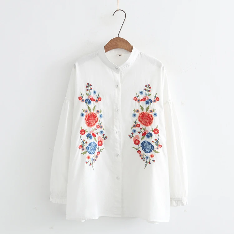 3 вида цветов --- грудь деревенский Цветочная вышивка длинная рубашка Женский