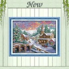 Снежный пейзаж, счетная ткань 11CT DMC 14CT Набор для вышивки крестиком, Набор для вышивки, снежный зимний пейзаж, Рождественский Декор