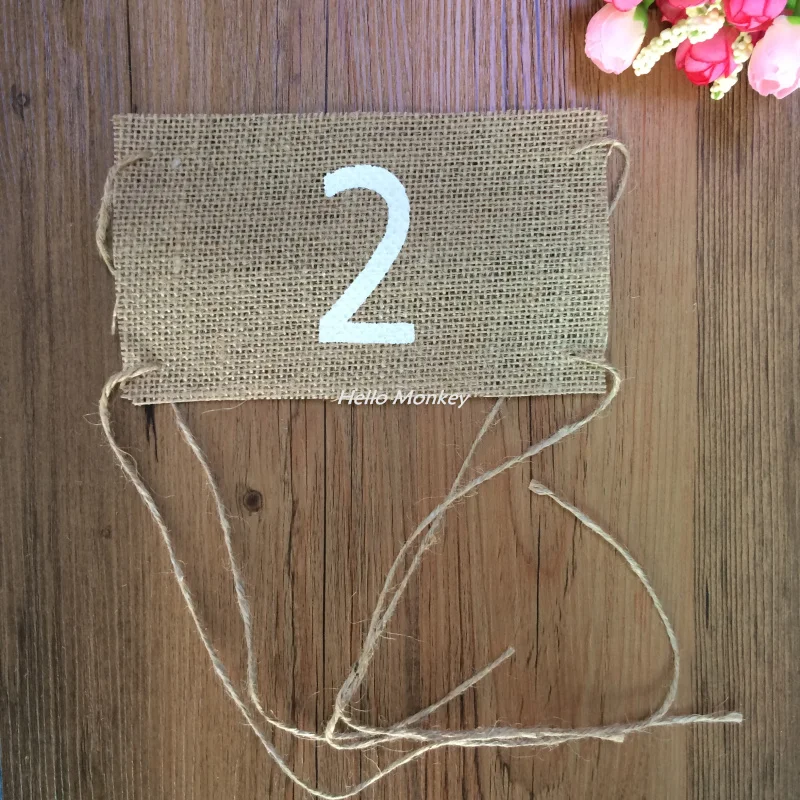 10 шт./компл. джутовый баннер с пеньковой веревкой мешковины стол номер Таблица