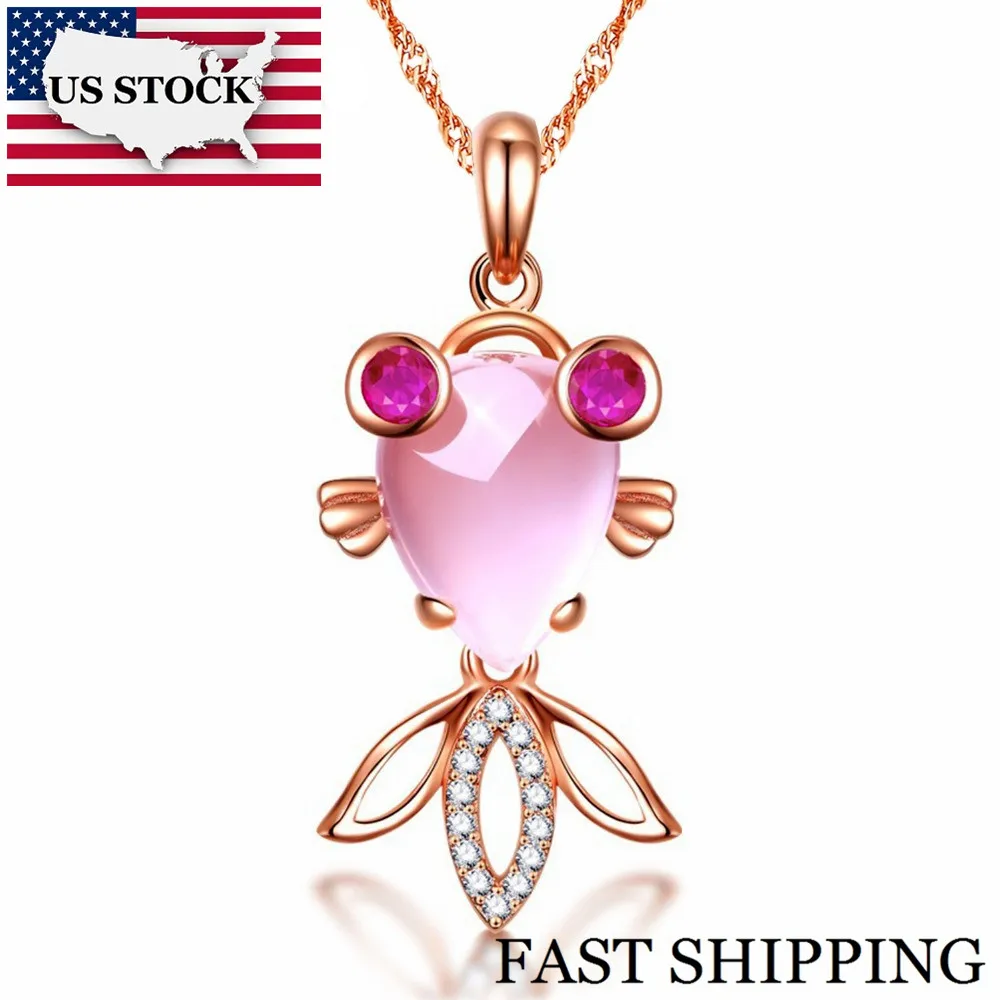 Американский запас Uloveido подвеска розовая Золотая рыбка ожерелье кристалл кулон
