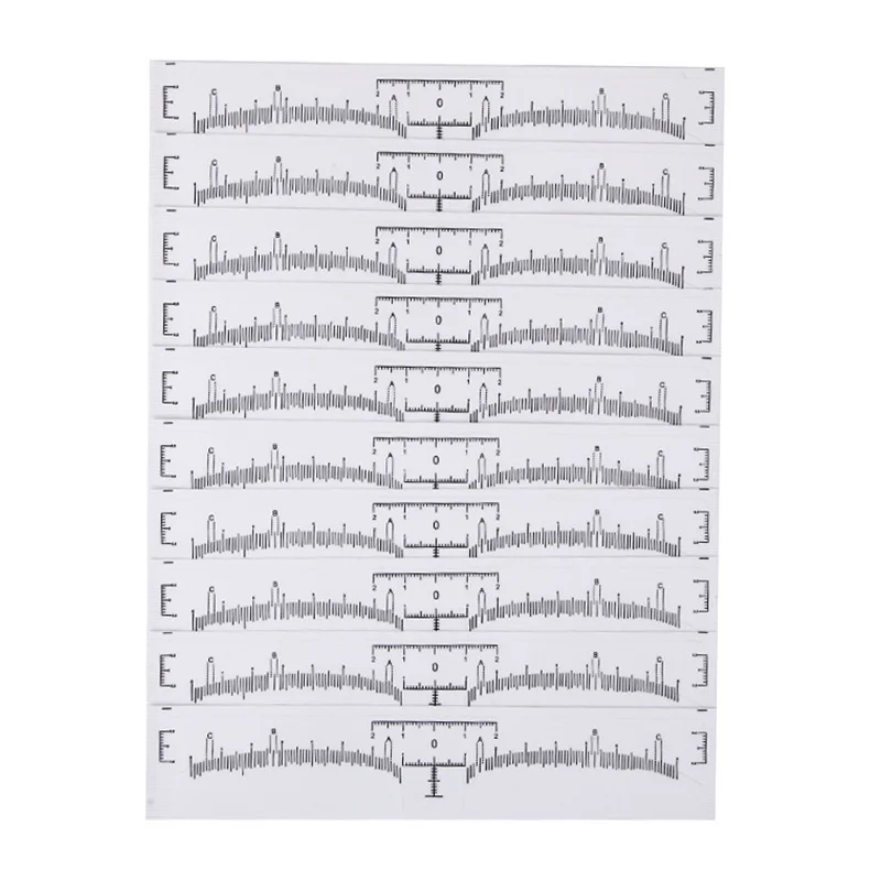 10Pcs/Lot Eyebrow Stencil Reusable Semi Permanent Makeup Microblading Measure Tattoo Ruler Tools Guide 18 X 2.2cm | Красота и