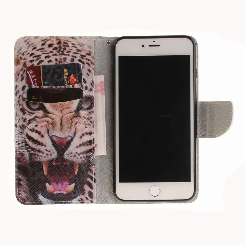 Кожаные чехлы DEEVOLPO с дикими животными для iPhone 8, 7, 6S Plus, 4, 4S, 5C, 5S, SE, Touch 6, 5, слот для карт, чехлы для телефонов с волком и цветами, D26F